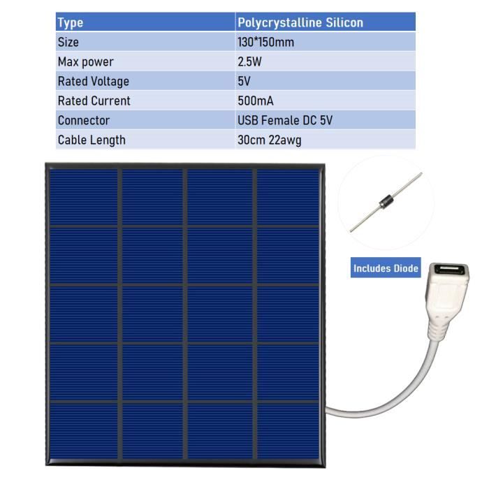 Lot De 2 Panneaux Solaires Polysilicium 0.6W 5V – Dimensions 80x55 Mm – Pour Petits Appareils, éclairage, Projets DIY - 10
