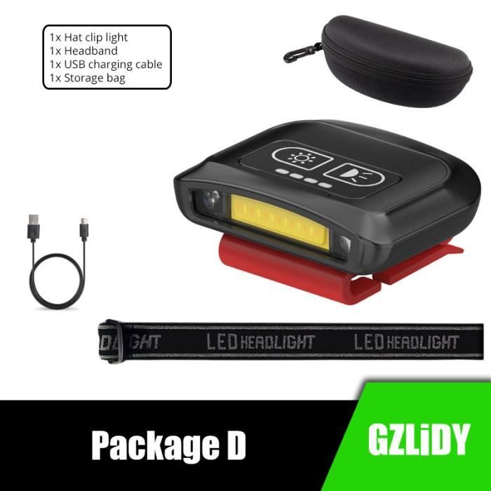 Mini Lampe Frontale LED Clipable - Rechargeable USB - Imperméable - Pour Pêche, Camping