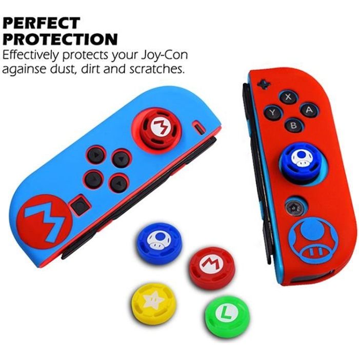Housse de Protection du Contrôleur Silicone Souple Boutons de Joystick pour  Nintendo Switch Joy Con Controller Rouge+bleu - Cdiscount Informatique