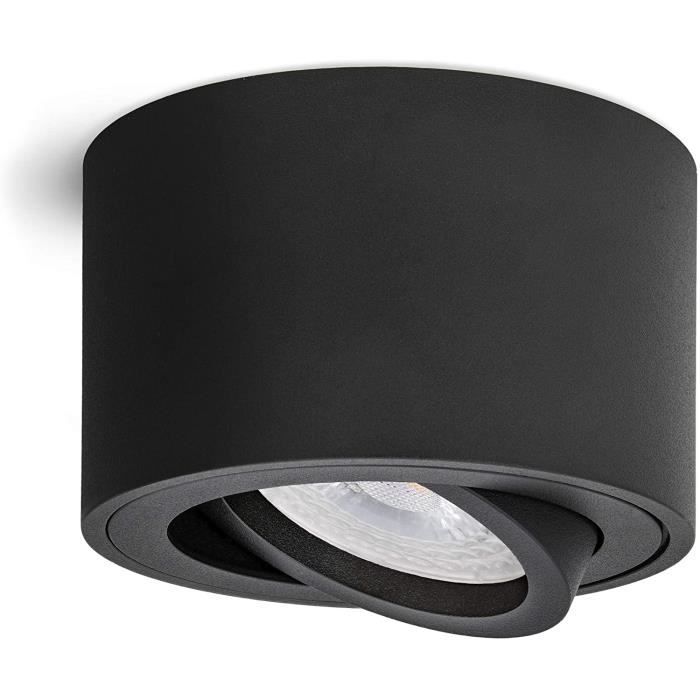 Spot LED en saillie Noir – plat & orientable – Spot encastrable