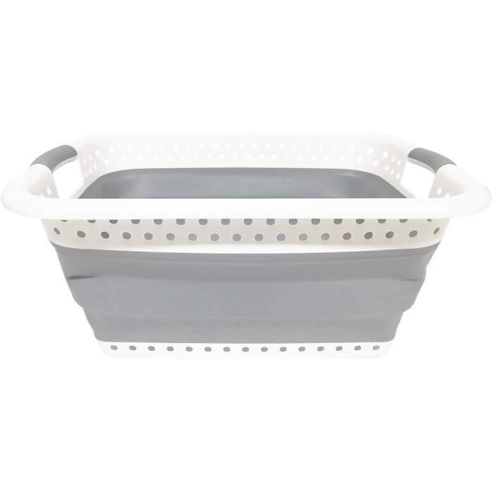 Panier à Linge Sale Pliable Highdi - 40x50 Cm, Poignées Cuir, Rayures Roses - Rangement Chambre/enfant