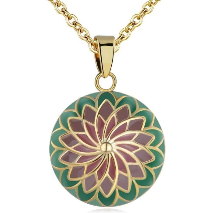 Bola de grossesse boule aile d'ange dorée avec collier en cuir