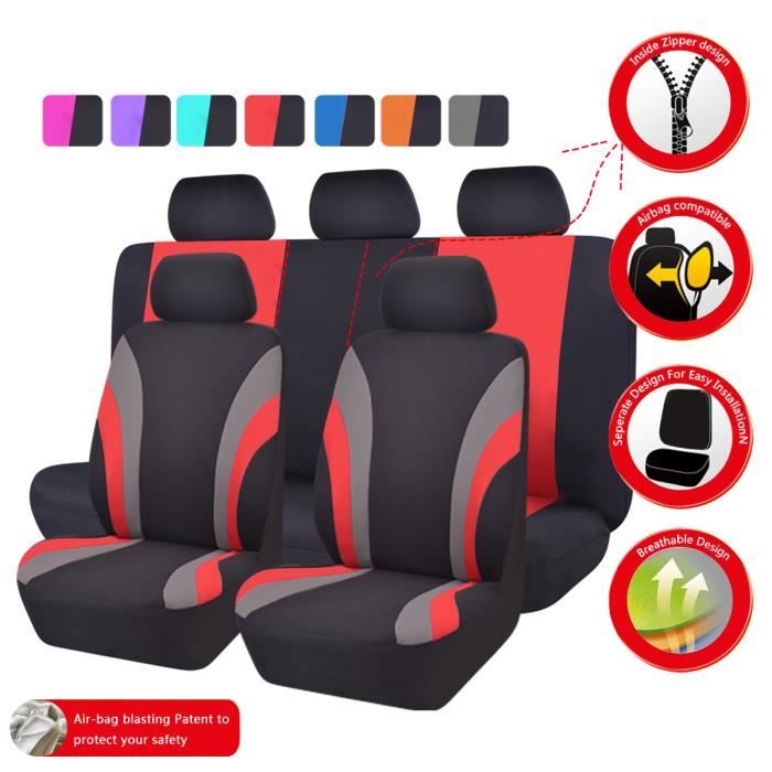Car Pass Housse De Siege Voiture Universelle Noir Et Rouge