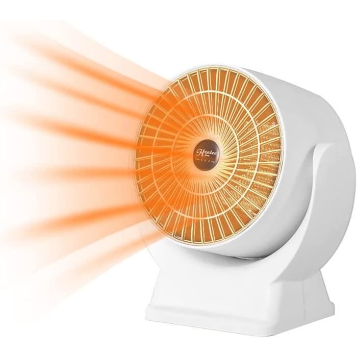 Chauffage D'Appoint Céramique 800/1200W - Mini Radiateur Soufflant Économique - Anti-Basculement, Surchauffe - Pour Bureau, Chambre, Salle De Bain