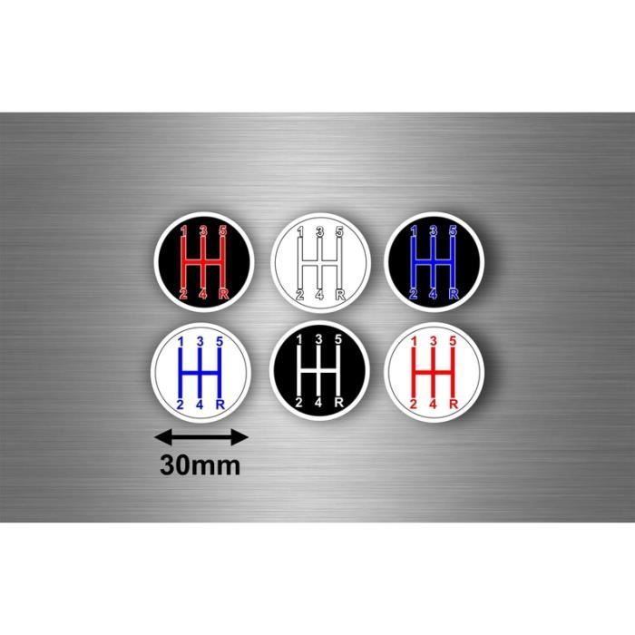 6x Autocollant sticker voiture pommeau vitesse tuning boitier pastille levier