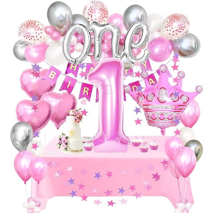 1er anniversaire garçon fille - Décoration d'anniversaire 1 an garçon -  Happy Birthday - 1 an - Ballon géant en aluminium - Numéro 1 - Décoration