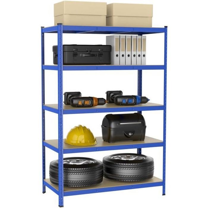 Étagère de rangement en acier laqué Yaheetech - 180 x 120 x 60 cm - Capacité de 875 kg - Bleu