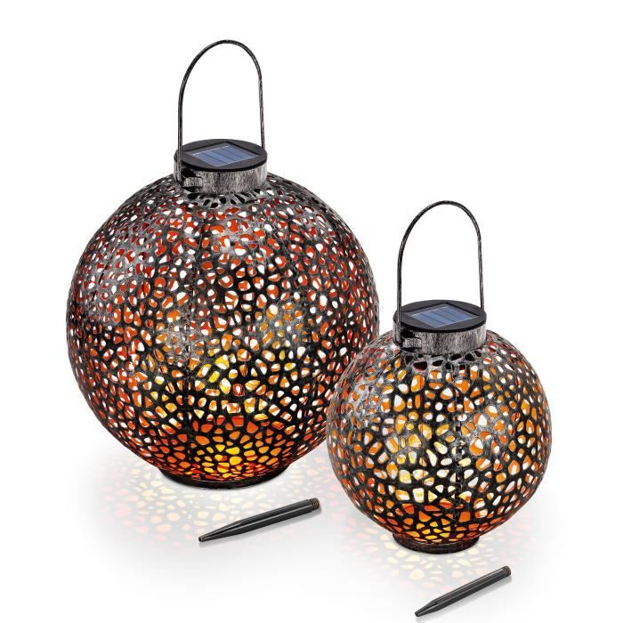 Métal Solaire Boule BASIMA 2er-set 30 & 40 Cm Jardin Deco Lampe solaire DEL 