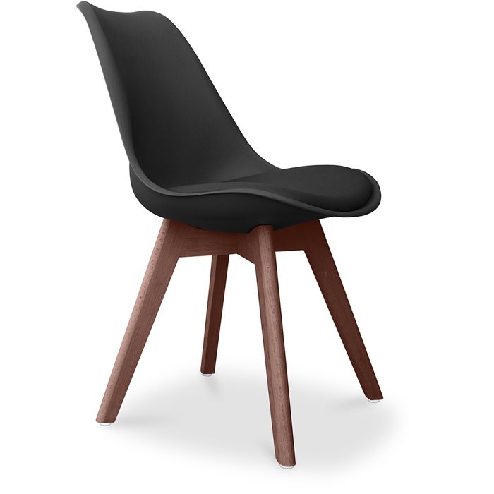 Premium Chaise Brielle au design scandinave avec coussin - Pieds sombres Noir Premium Chaise Brielle au design scandinave avec coussin - Pieds sombres Noir