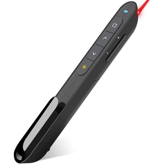 Zoweetek Rechargeable Wireless Presenter PowerPoint Remote Clicker with Red Laser Pointer and Volume Control 