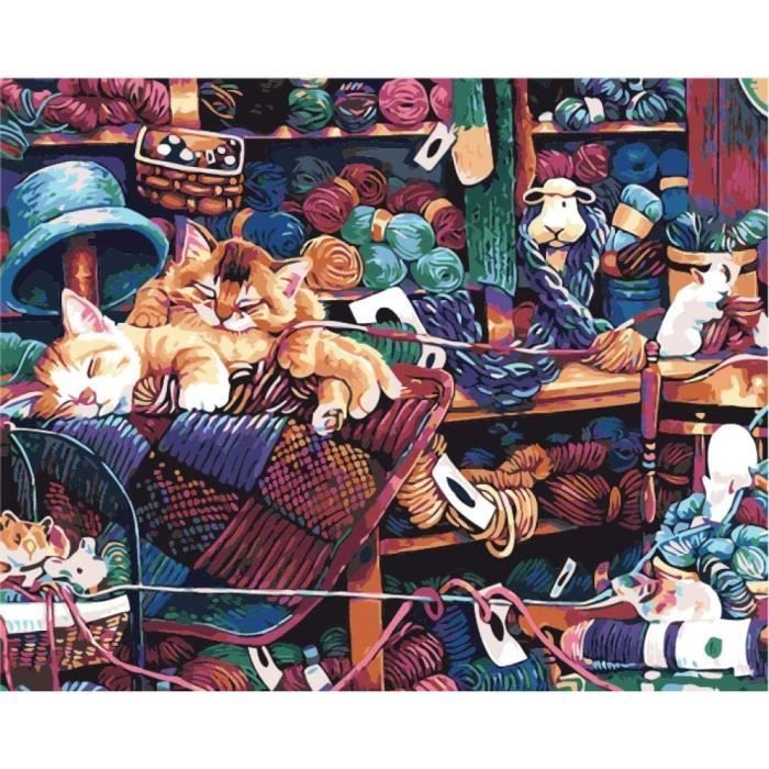 Jieyisier – Peinture Par Numéro Chat Adulte – Toile 40x50 Cm, Kit Complet Sans Cadre – Décoration Murale Et Cadeau