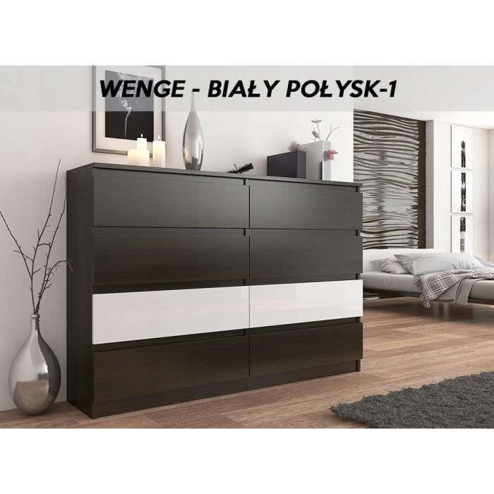 Fira 1w Commode Contemporaine Chambre 140x40x98 Cm 8 Tiroirs
