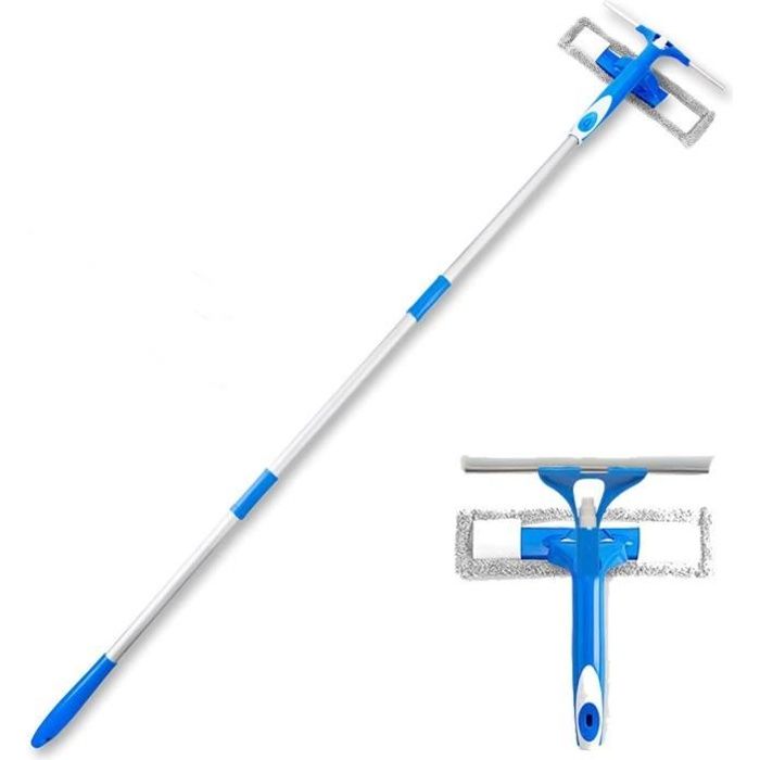 Tête Rotative 180 Degrés Kit De Nettoyage De Vitre Télescopique - Raclette Professionnelle 2-En Raclette Vitre Télescopique