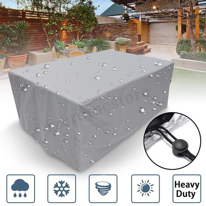 Gris PATIO PLUS Housse ronde pour table de jardin Anti-UV 600D Oxford 210 x 82 cm BLCFC210-GY Imperméable