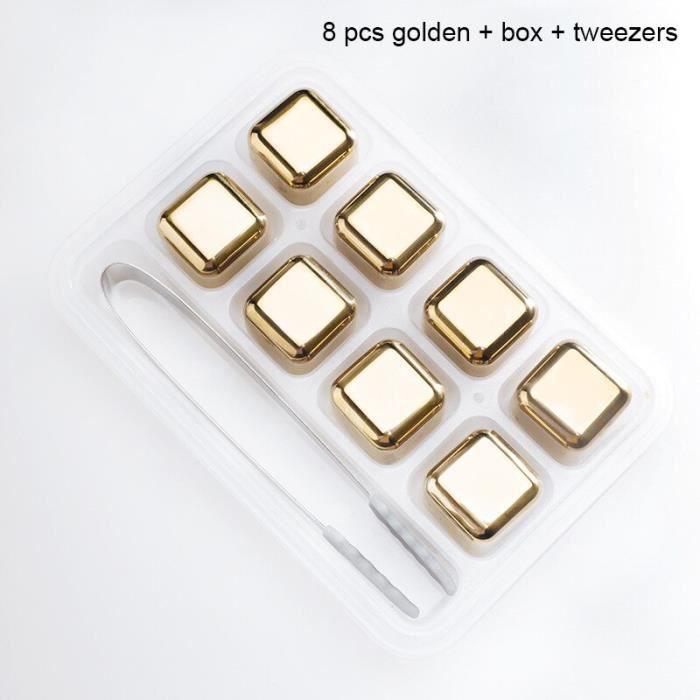 8 pièces dorées avec boîte Pierres à Whisky dorées réutilisables, Cubes de  glace, roches refroidissantes, sea - La cave Cdiscount