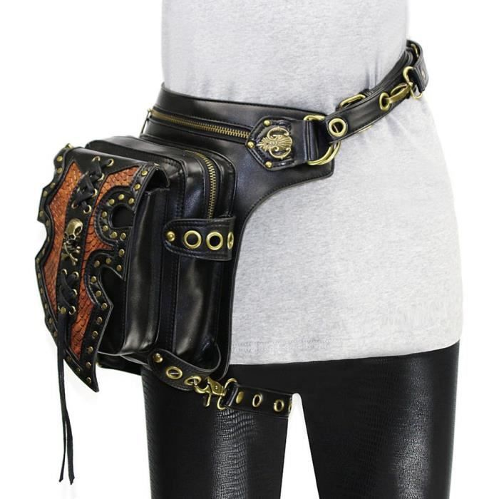 Sac banane,en cuir gothique à la mode,cuisse,jambe,étui,tte de- style9