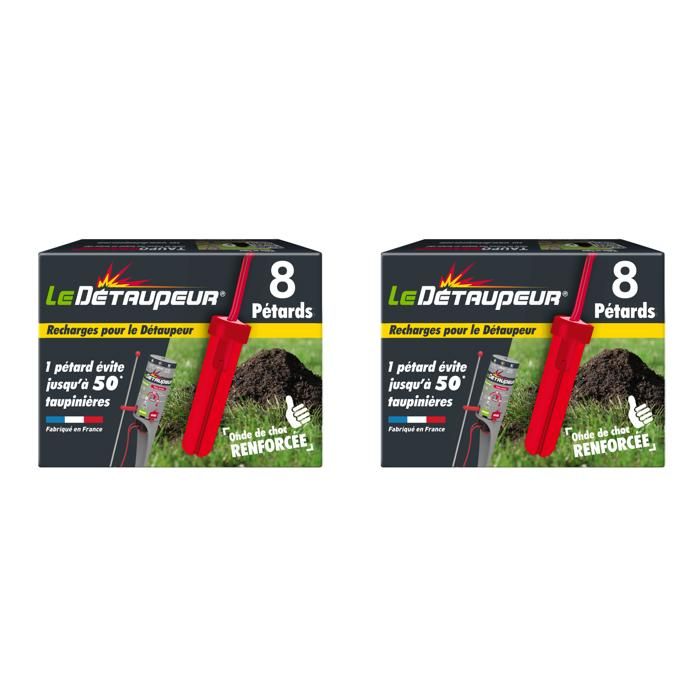 2 Recharges Pièges Anti Taupes et Rats Taupiers - 2 recharges de 8 pétards - Utilisables sous la Pluie - Système Exclusif
