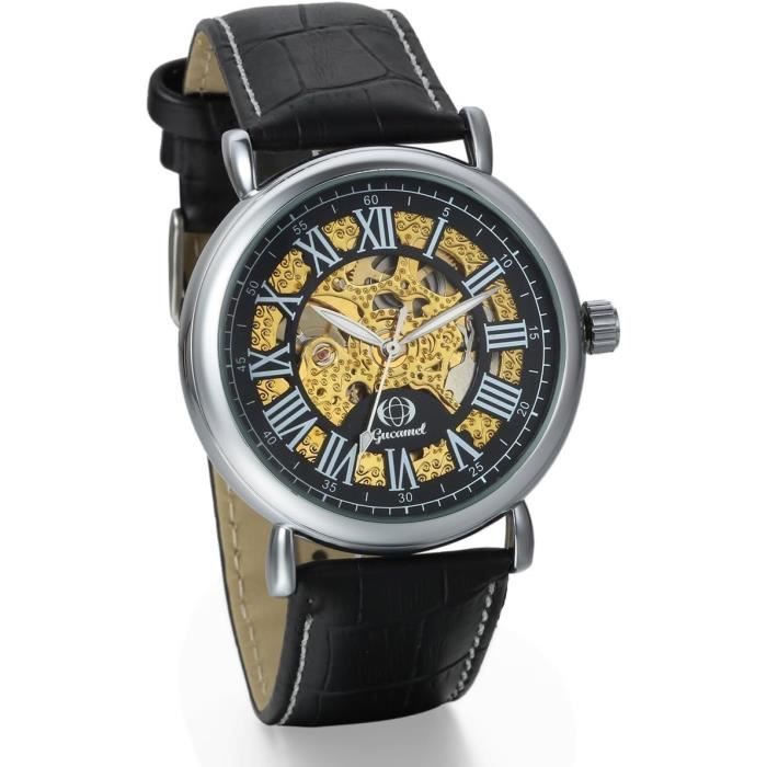 Montre bracelet mécanique pour homme - Forsining - Type GMT886-5 - Doré
