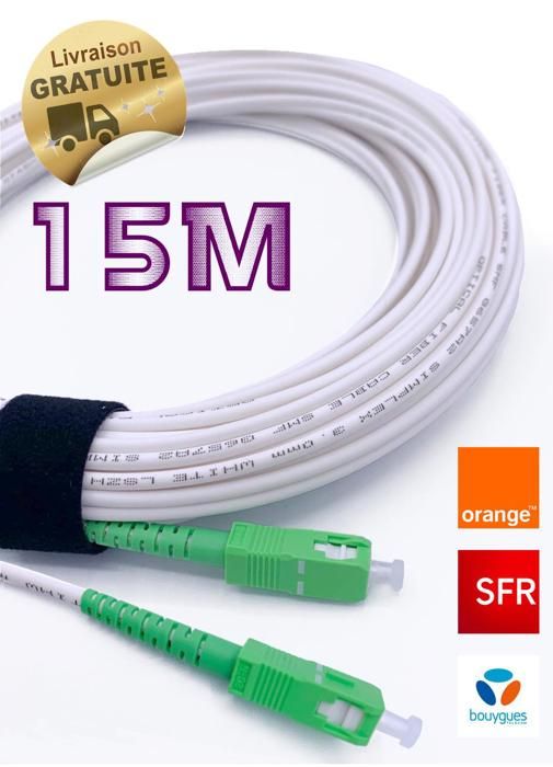 15m - Rallonge-Jarretiere Fibre Optique - SC APC vers SC APC - Garantie 10  AnsCâble Fibre Optique Orange SFR Bouygues - Cdiscount Informatique