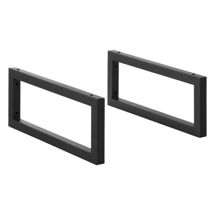 Lot de 2 Supports Muraux DIY en Acier 50 x 20 cm Noir Mat