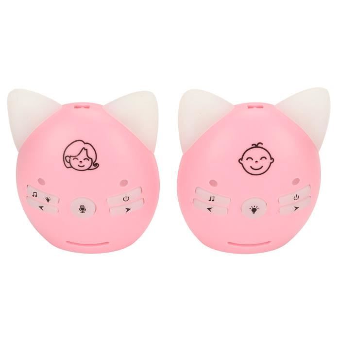 Babyphone Sans Fil Rose – Bidirectionnel – Veilleuse & Berceuses – Cryptage Numérique – Portable & Mignon