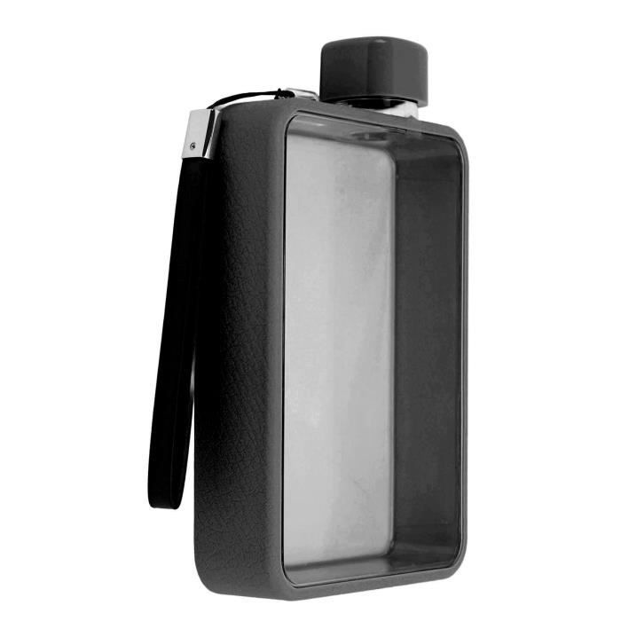 EIF Bouteille d'eau plate en plastique anti-fuite Transparent Carré  Portable A5 Bouteille d'eau en papier 380ml (Noir) - Cdiscount Maison