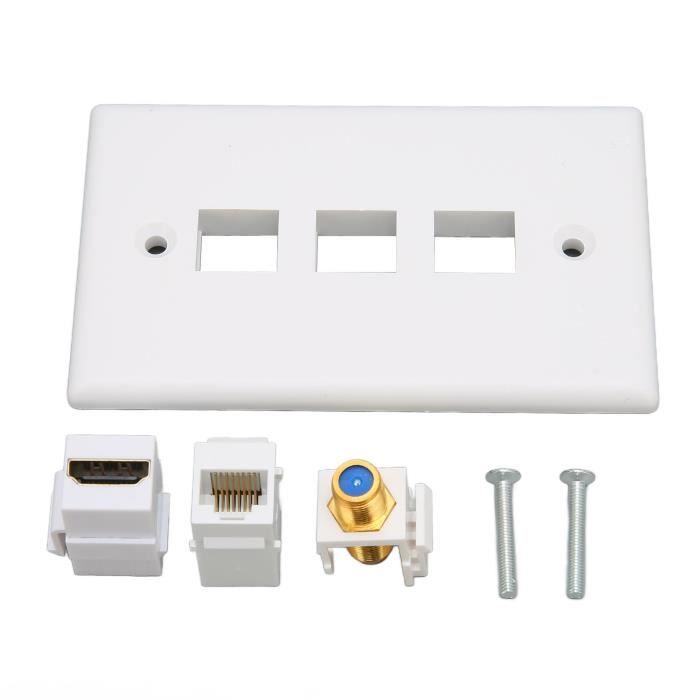 4 Prises Murales Multimédia DeleyCON - Boîtier Rangement Câbles TV PC Projecteur