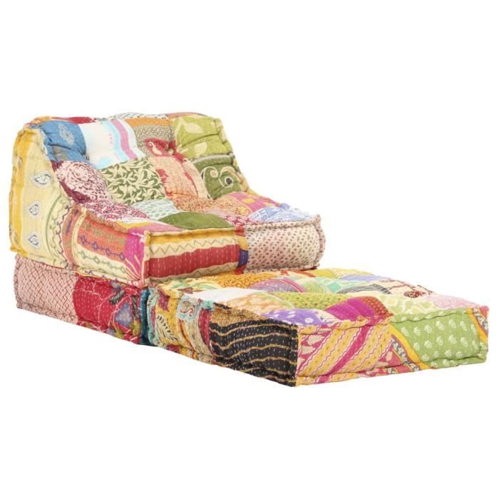 Planete Discount Pouf Rond Patchwork Multicolore – 50 Cm, Déco Bohème Et Confortable
