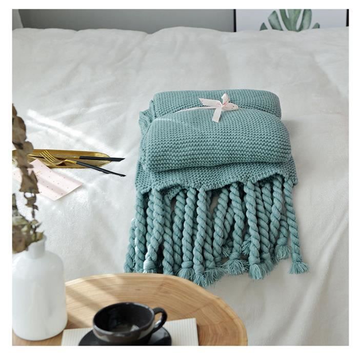 Faite A La Main En Tricot Couverture Plaid En Maille Pour Couverture Souple Plaids Pour Canape Bedsure Verte 130 170cm Cdiscount Maison