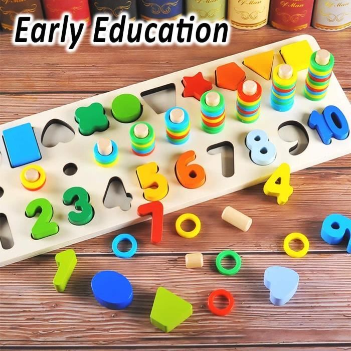 Jouet Montessori Mathématiques 2+ Ans Bébé, Apprendre à Compter et Les  Couleurs Jeu Reconnaissance de Numéro la Forme Puzzle - Cdiscount Jeux -  Jouets