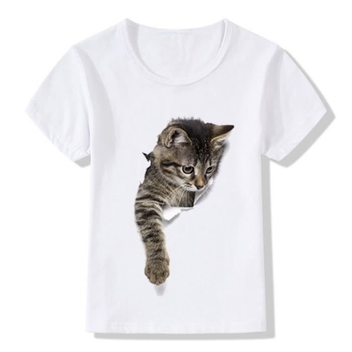 Garçon Loup Impression 3D Animal Cool DrôLe T-Shirt Fille à Manches Courtes éTé Hauts T-Shirt T-Shirt Enfants Mode T-Shirt