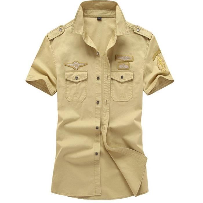 Chemise homme kaki manche courte outlet