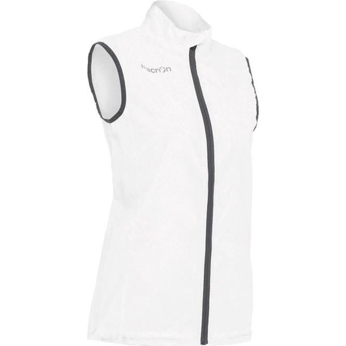 veste coupe-vent sans manche femme - macron floyd - blanc - running - coupe slim - logos réfléchissants