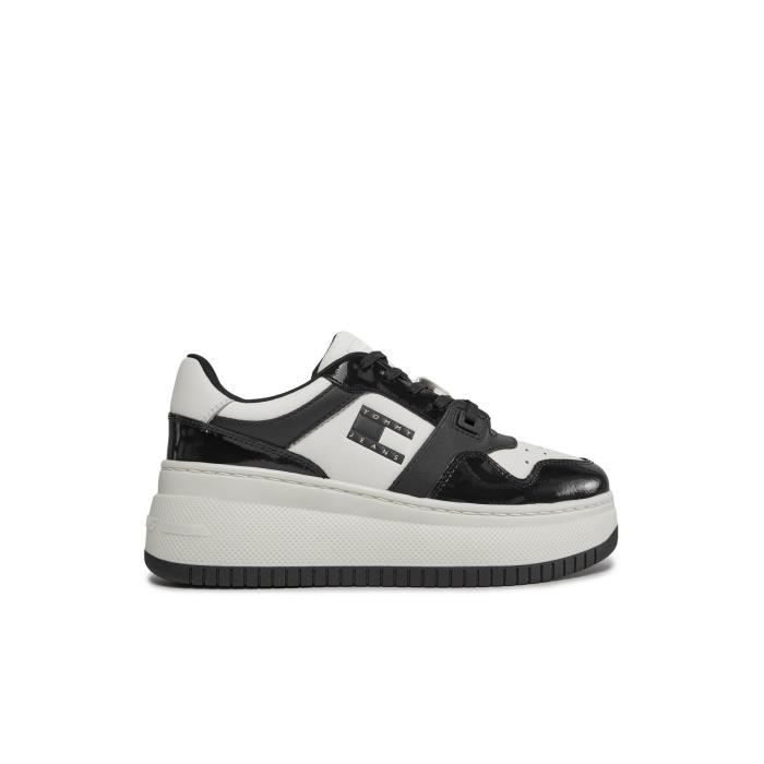 Tommy Jeans Sneakers cuir plateforme - Tommy Jeans - Femme - Blanc - Cuir - Lacets - Plat
