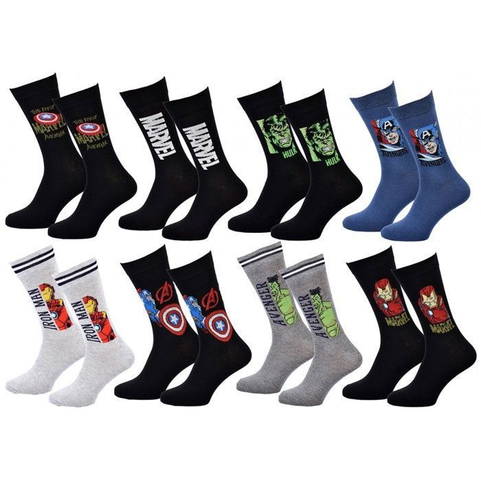 Chaussettes homme Marvel Avengers Dc Comics en Coton Assortiment