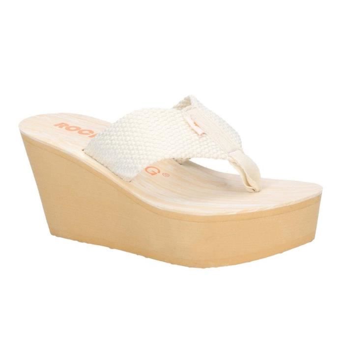 Tongs compens es femme Rocket Dog Webbing Cr me Cdiscount Sport