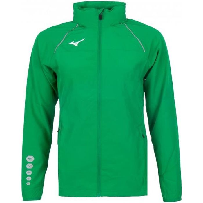 coupe vent mizuno osaka wind jkt homme - vert - veste de pluie respirant