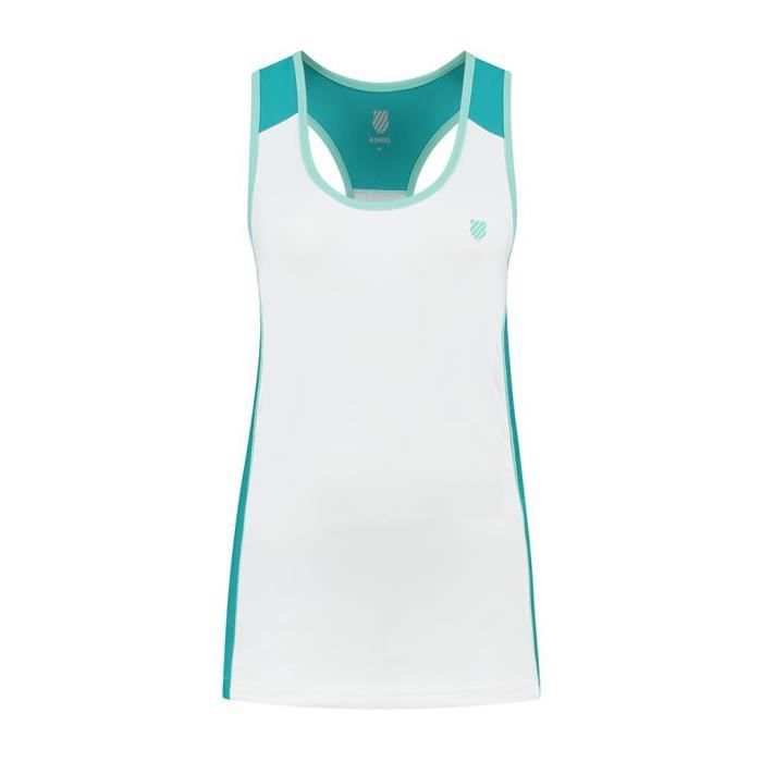 Débardeur femme K-Swiss Hypercourt Speed - Blanc/Bleu - Tennis - Léger et respirant Débardeur femme K-Swiss Hypercourt Speed - Blanc/Bleu - Tennis - Léger et respirant