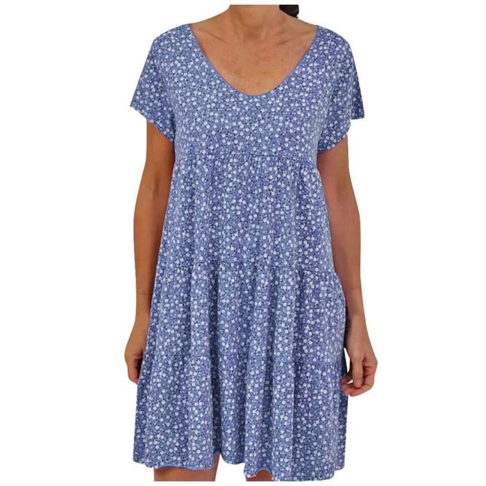 Robe Tom Tailor Femme Bleue à Motifs Floraux – Taille 40, Midi, Casual – Occasion