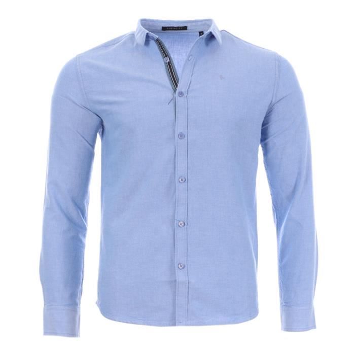 Chemise Homme Sun Valley Armoise Bleu Manches longues Empiecements coudes Bleu Cdiscount Pret a Porter