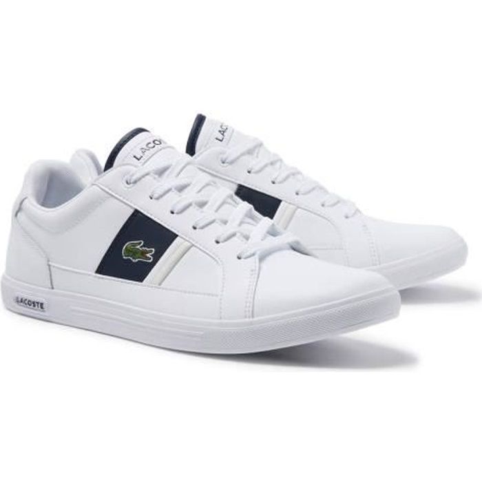 LACOSTE Basket Homme uni Blanc bleu Cdiscount Chaussures