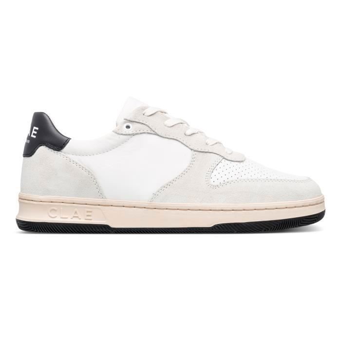 Sneakers Homme CLAE Blanc Cuir Lacets Plat