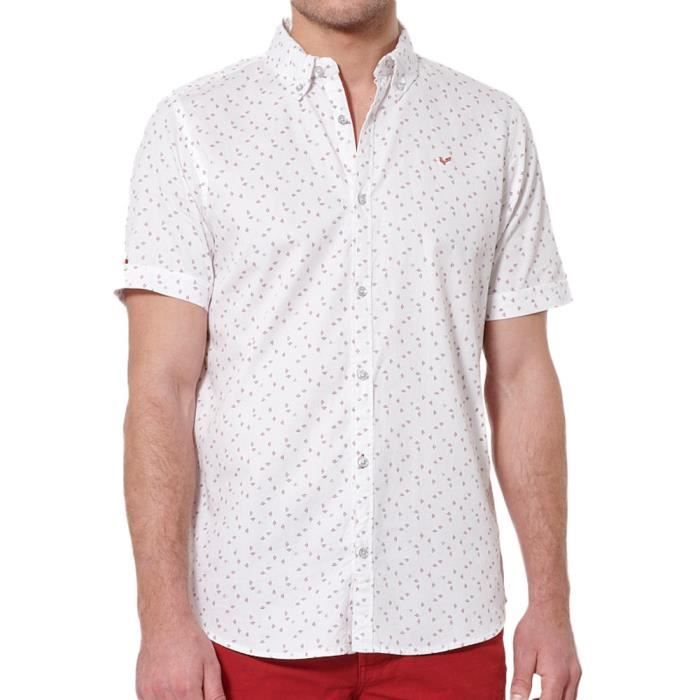 Chemise Homme Kaporal Metze Blanc Bordeaux Manches courtes 100 coton Red Cdiscount Pret a Porter
