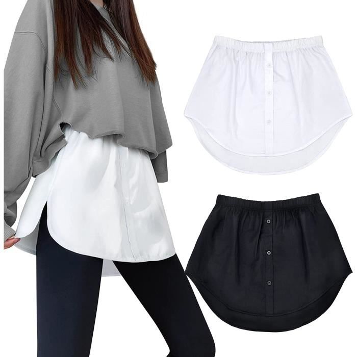 Extension de Chemise Reglable Jupe Femme Mini Jupe Extender 2pcs Noir Femme Adulte Noir Cdiscount Pret a Porter