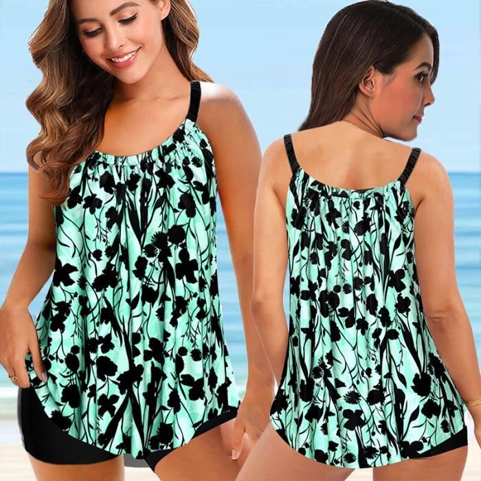 Maillot de bain 2023 Sport femme Maillot De Bain Tankini Grande Taille Maillot De Bain D impression Bikini Gros Bustes 8376 green Blanc Cdiscount Pret a Porter