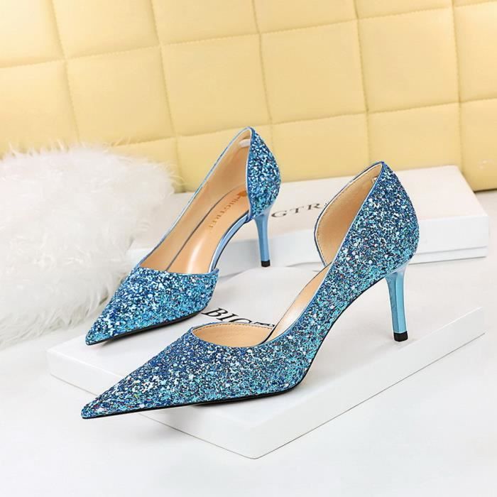 Escarpin outlet bleu paillette