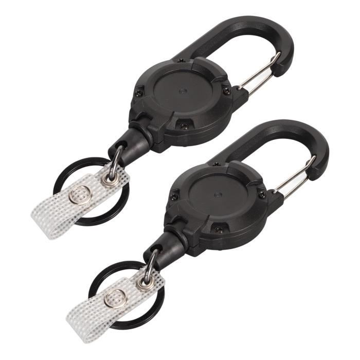 Lot De 2 Porte-Clés Rétractables Avec Porte-Badge - Câble Acier 31 Pouces, Clip Carte D'Identité Tactique