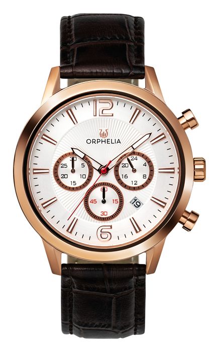 ORPHELIA - Montre Hommes - Quartz - Chronographe - Bracelet en Cuir - Marron - OR81804