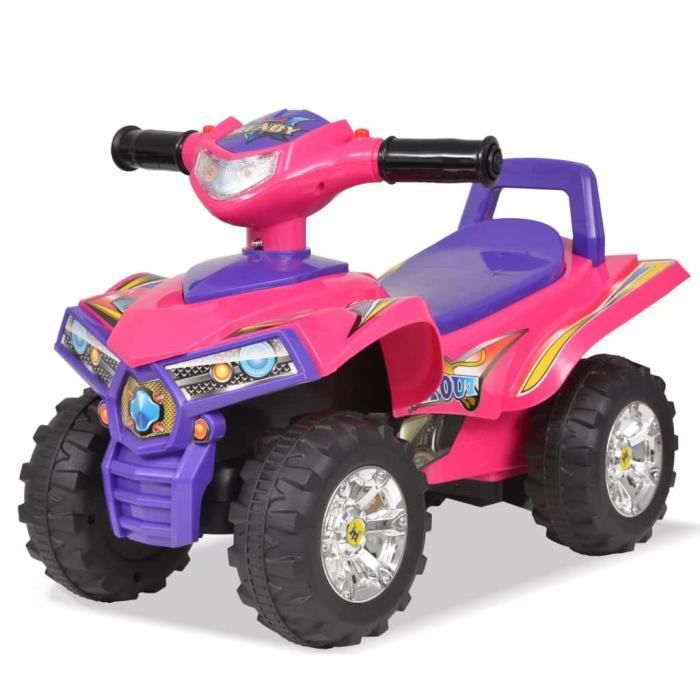 VTT pour enfants OVONNI - Rose et violet - Avec klaxon et phares - Rangement sous le siège