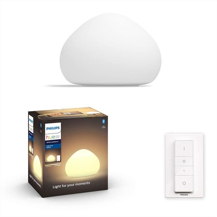 Philps Hue White Ambiance WELLNER Lampe à poser 1x9.5W - compatible Bluetooth - Blanc (télécommande incluse)